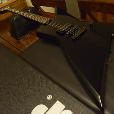 ESP Custom Shop EX In Flames Jesper Stromblad Signature Reverse Headstock MX Black Guitar image 9