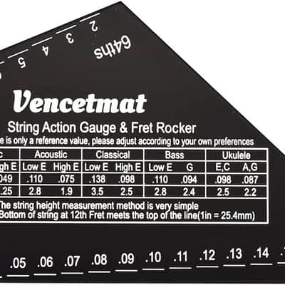 Guitar String Action Gauge, String Height Ruler, Guitar Fret Rocker, Fret Leveling Guide, Buzzing Fret Catcher, 1mm Thickness, Laser Etching, High Precision Graduations,Luthier Tools image 1