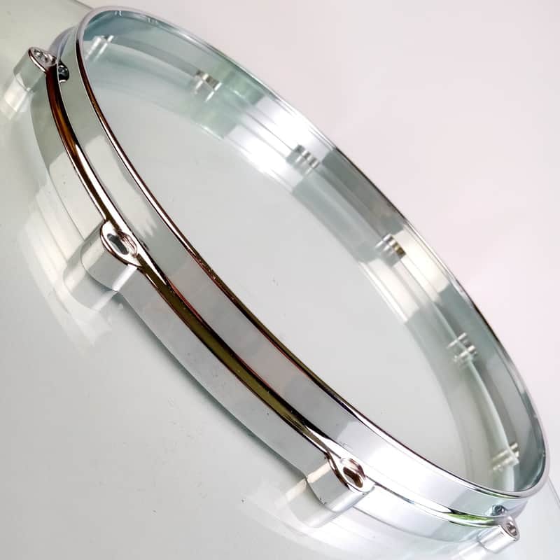 14"Die-Cast Snare Drum Rim 10Lug Batter Hoop Gretsch Style Chrome Top Side MINTY image 1