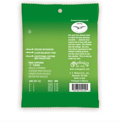 Martin M605 Premium Polygut Soprano Ukulele Strings Graphite Gray Polygut 22 image 2