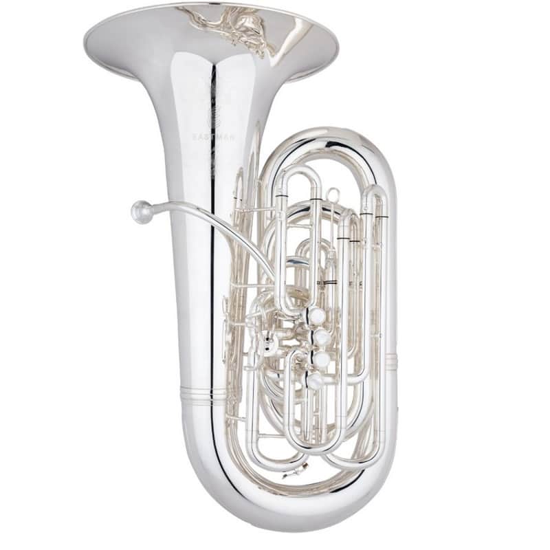 Eastman EBC834S CC Tuba, 5/4 Size, .748-.787″ Bore, 4 Front-Action Pistons+5th Rotary, Silver image 1