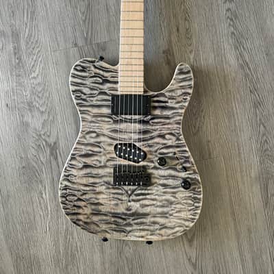 Tom Anderson 2016 Drop T Hollow Chambered Electric Guitar - STUNNING Figured Top Black and Grey image 1