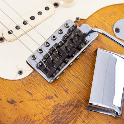 1957 Fender Stratocaster Vintage Guitar Sunburst w/ V Neck, Tweed Case image 8