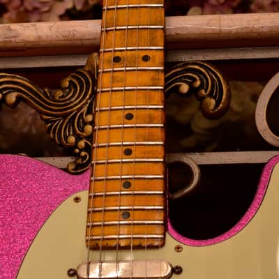 American Fender Custom Telecaster 2017 Magenta Sparkle Heavy Relic Lindy Fralins image 9
