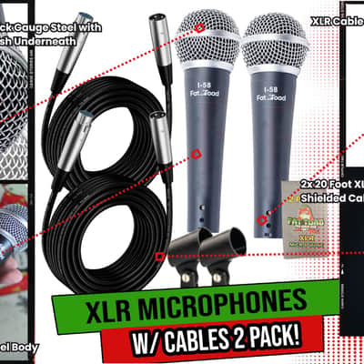 Fat Toad Dynamic Vocal Microphones with Clips (2 Pack) - Professional Cardioid Handheld, Unidirectional Mic Singing Microphone - Designed for Music Stage Performances & Studio Recording or DJ Karaoke image 11