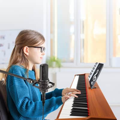 Ukscs GPP-107 88 Key Full Size Semi-Weighted Standard Keyboards Wooden Digital Piano with Stand,MIDI Bluetooth,Triple Pedals,Headphone and other accessories, Walnut image 7