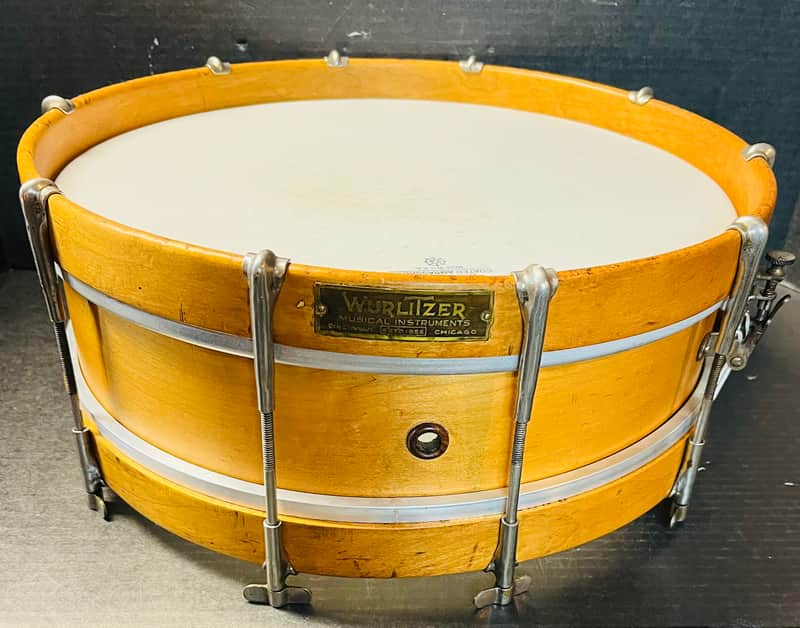 Wurlitzer Vintage Single Tension Thumb Rod Snare Drum Circa 1912  - Maple image 1