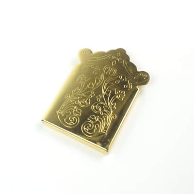 Mandolin or Cigar Box Guitar Tailpiece With Cover ,Ornate Pattern Gold Plated image 2