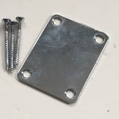 Vintage Aged Relic Neck Plate Electric Guitar Chrome Neckplate MIJ + 3 Screws image 4
