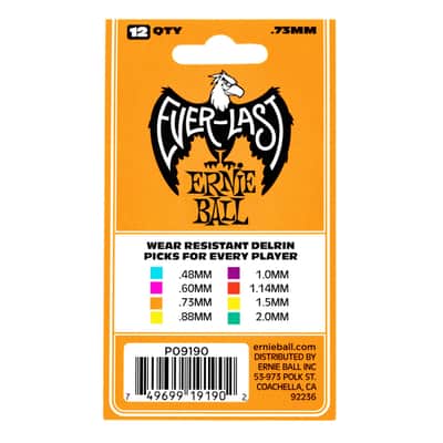 Ernie Ball Everlast 0.73mm Orange Guitar Picks, 12 Pack - 9190 image 4