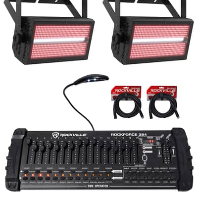 (2) Chauvet DJ Shocker Panel FX Blinder/Eye Candy Effect Lights+DMX Controller image 1