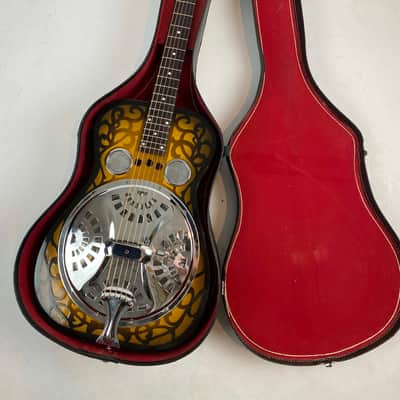 1991 Dobro Model 37 Round Neck Resonator w/ RARE Original French Scroll Finish. Era correct Chipboard case /or padded Hardshell available/ image 18