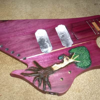 unique stock, "Tree of life"carved spectacular solid purpleheart guitar and bass,ships direct image 14