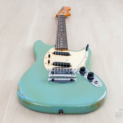 1968 Fender Mustang Vintage Offset Guitar Daphne Blue w/ Case image 11