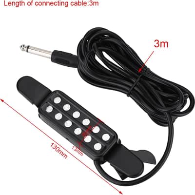Electric Guitar Pickups, 12 Sound Hole Magnetic Pickup Transducer with 9.8ft Cable, Adjustable Volume ABS Sound Pick with Soundhole Pad for Classical Guitars image 2