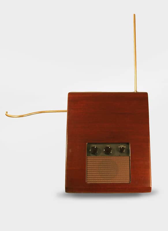 Vanguard Theremin, made by Robert Moog, c. 1960, ser. #6021, fabric zipper cover case. image 1
