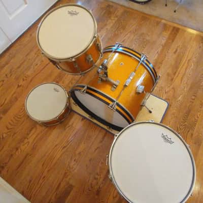 Ludwig Vintage 1966 Gold Sparkle Club Date Outfit W/ Matching Jazz Festival Snare - Amazing! image 16