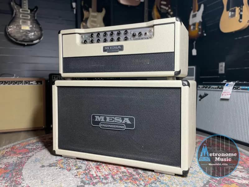 Mesa Boogie Lone Star Duo-Class Amp Head & 2FCB-R Cabinet, White Tolexe (Used) image 1