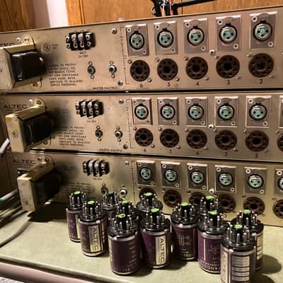 Altec 1599A (serviced) discrete 6 channel mixer with four 1588B plug in transformer mic preamp modules, 1970s - Dallas area image 4