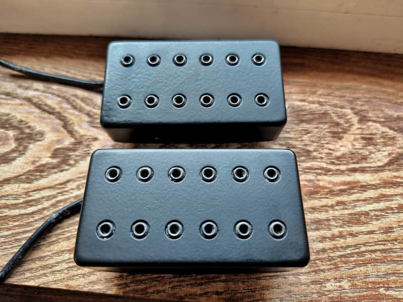 DiMarzio Pandemonium 6 String Humbucker Pickup Set - F-Spaced Black Metal Covers Black Hex Poles image 1