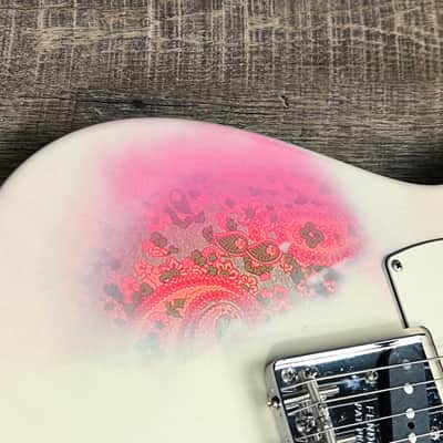 MyDream Partcaster Custom Built - Aged White over Pink Paisley Asyllum image 10