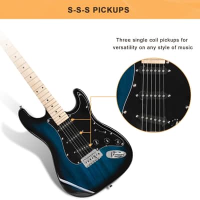 Glarry GST Electric Guitar Blue image 4