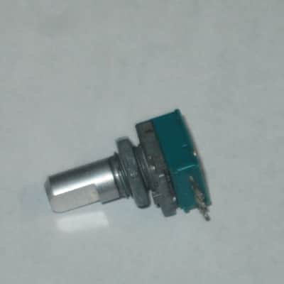 used (is fine / works fine) BOSS / ALPS potentiometer, 50 3A 03 5V, D Shaft, JAPAN, 1990s - 2010s - POT: blue, silver / NUT: gray (NO pedal, NO knob, NO other items) teal, square image 17