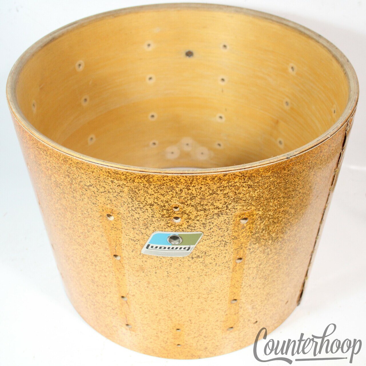 Ludwig 12x15" Marching Snare/Tom Drum Shell 6Ply Maple Gold Sparkle Vintage 80s — main photograph