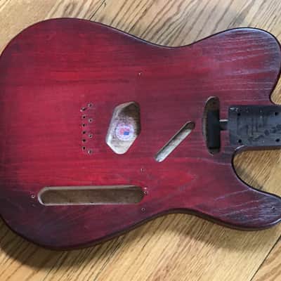Custom Made In USA Swamp Ash Natural American Boutique Tele Solid Guitar Body Sienna Burst Wine Red 4.9 Lb image 7