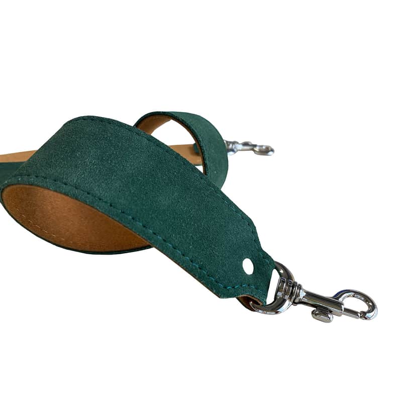 Genuine Leather Banjo Strap Metal Clips, and Tri-glide Adjustment. Adjustable to 52", Green image 1