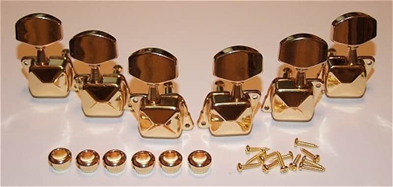 Guitar Parts Economy COVERED Style - 3x3 - TUNERS SET - Gold image 1