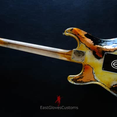 Fender Stratocaster Yellow/Copper Hot Lava Super Heavy Aged Relic by East Gloves Customs image 21