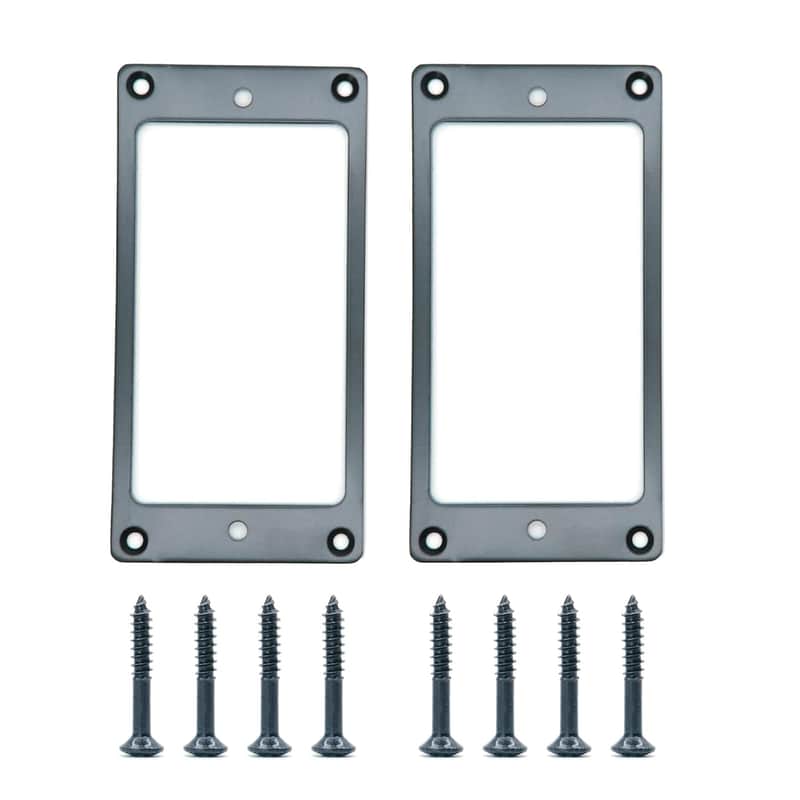 2Pcs Flat Metal Humbucker Pickup Mounting Ring Set - Bridge Neck Pickups Cover Frame Replacement Part For Electric Guitar Or Precision Bass (Black) image 1