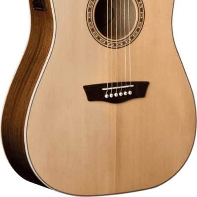 Washburn Harvest Dreadnought Cutaway Acoustic Guitar, Natural Gloss (WD7SCE-A-U) image 3