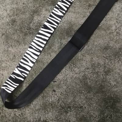 LM Zebra pattern guitar strap White on Black NEW - Poly Web image 1