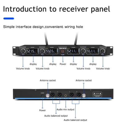 4 handheld wireless microphone system UHF image 6