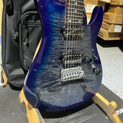 Ibanez Premium AZ427P2QM 7-string Electric Guitar - Twilight Blue Burst image 2