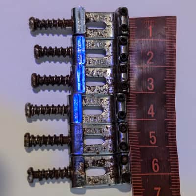 Vintage Fender 007-5123-049 American Standard Stratocaster Bridge Saddles (6) 1990s - Chrome - from MIM strat Relic’d OLD Real aged by years image 7