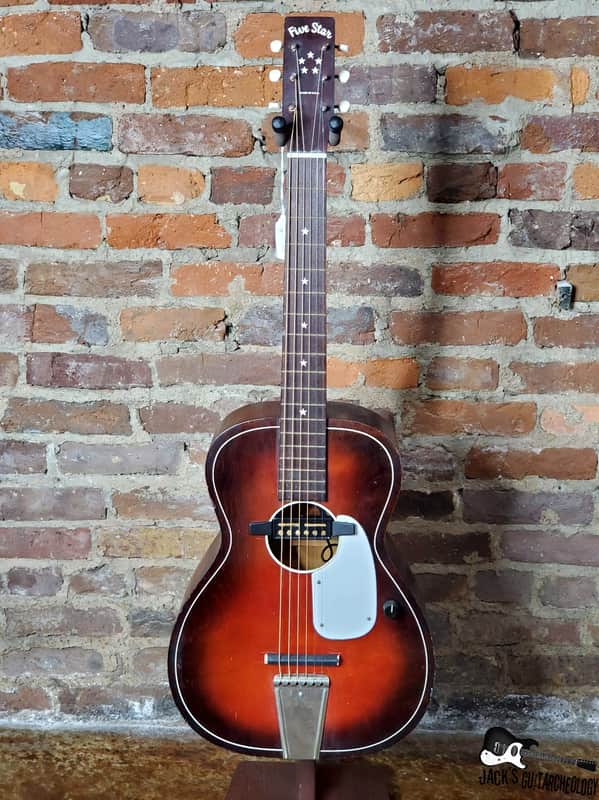 Five Star/Harmony Stella Parlor Acoustic Guitar w/ Goldfoil Pickup & Rubber Bridge (1960s, Redburst) image 1