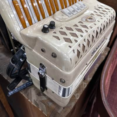 Vintage Universal 120-Bass Piano Accordion - Amber Glitter Keys - Made in Italy image 2