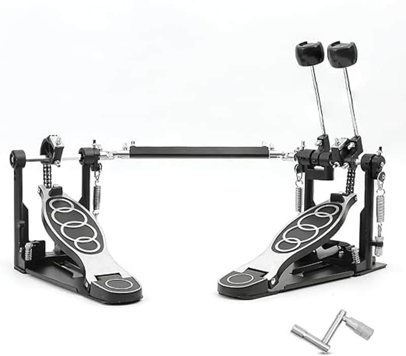 Double Bass drum Pedal,Double Bass Pedal with Adjustable Beater Head,Double Chain Drive Foot Kick Pedal with Drum Key for Drum Set and Electronic Drums image 1