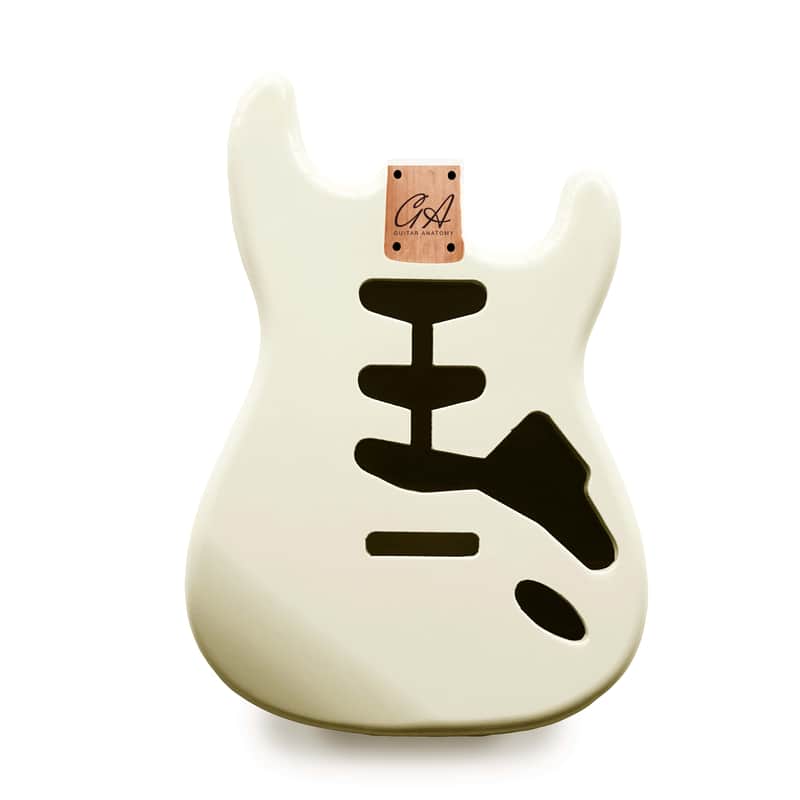 Stratocaster Guitar Body SSS - Vintage White Nitro Satin - 2 Piece American Alder image 1