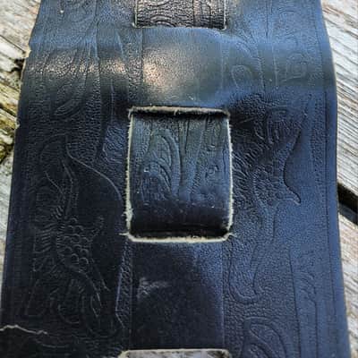 VINTAGE! Hand-Tooled Leather Bass Guitar Strap 1970s image 2