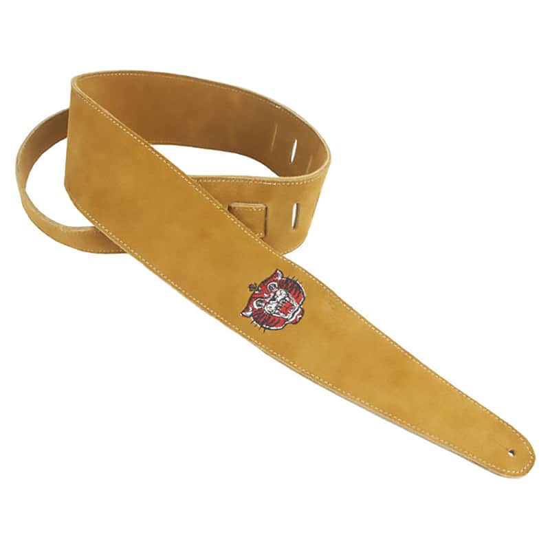 Mint Henry Heller HP25ES-03 Suede Embroidered Guitar Strap, Native American Tiger image 1