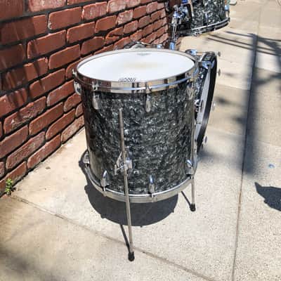 RARE! Gretsch 18” Round Badge Drum Set Black Diamond Pearl 3 Piece Drum Kit image 10