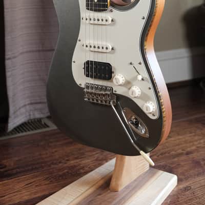Custom Metallic Grey Strat Style HSS. Genuine Mahogany & Flame Maple Binding. image 3