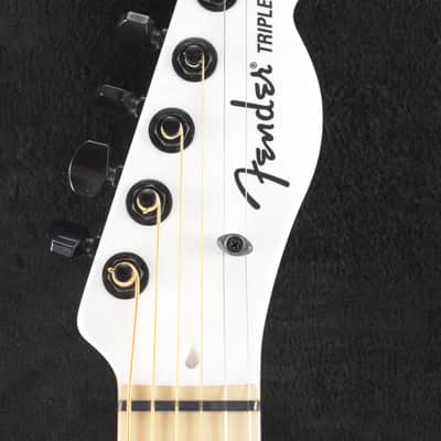 Mint Fender Jack White Triplesonic Acoustasonic Telecaster Maple Fingerboard White Pickguard Satin Arctic White with Black Top image 3