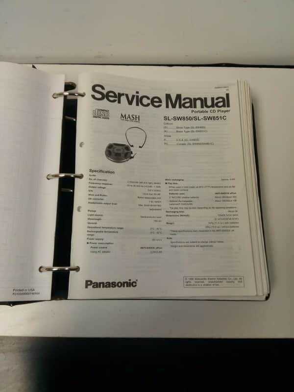 Lot of Vintage Panasonic CD Players/Amplifier Service Manuals SL-SW202-SU-HT500 image 1