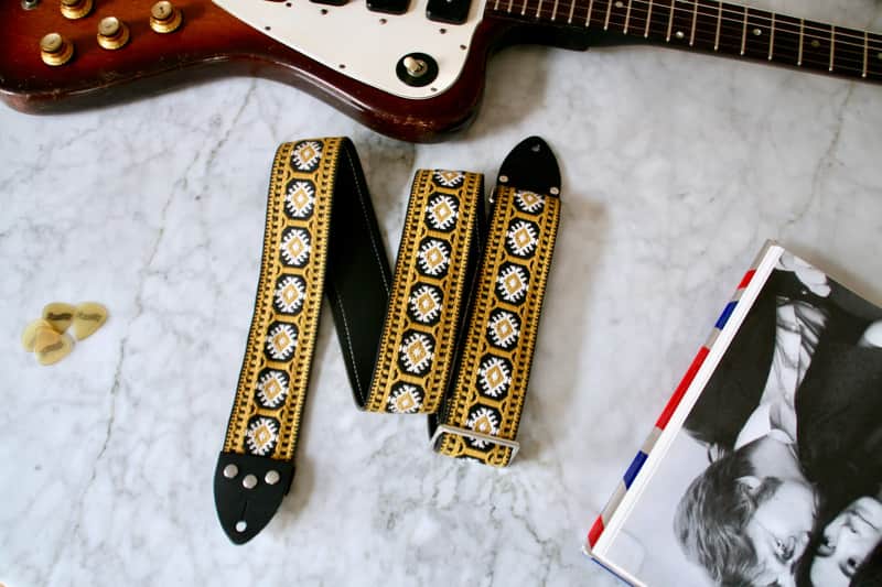 Tom's Vintage Straps Gold 'Cristars' Guitar/Bass Hippie Strap image 1