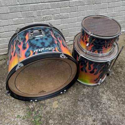 Vintage Pearl Fire Flame / Flaming Hot Cool Ranch Dorito Drums of Fury 3 piece drum set kit shell pack 22/12/16 image 4